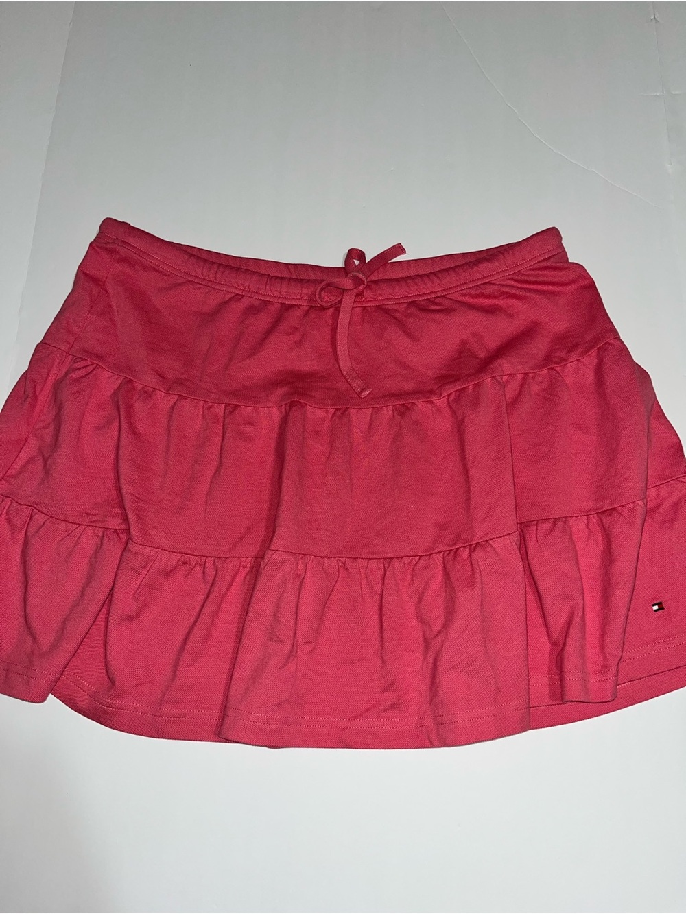 Tommy Hilfiger Pink Tiered Ruffle Mini Skirt New With Tag Y2K Cotton Pique Large